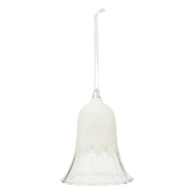 Décoration de sapin verre cloche pailletée blanc 10cm ATMOSPHERA