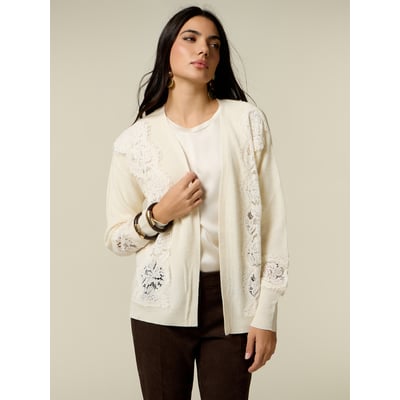Cardigan avec inserts en dentelle OLTRE
