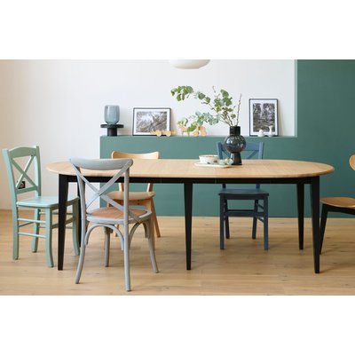 Table ronde 6 pieds fuseau D115 + 3 rallonges bois - VICTORIA HELLIN, DEPUIS 1862