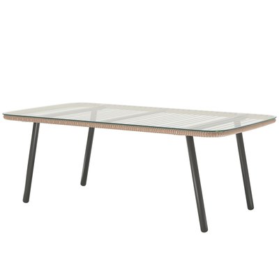 Table basse de jardin style Acapulco résine filée effet naturel OUTSUNNY