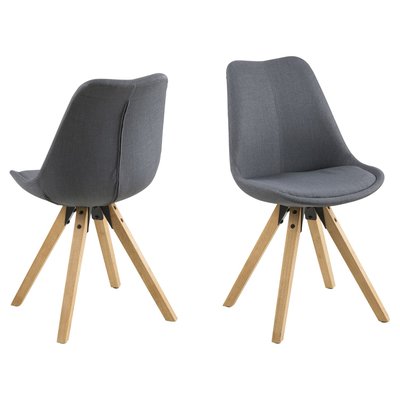 Lot de 2 Chaises de salle à manger Dona en tissu et bois d'Hévéa TOILINUX
