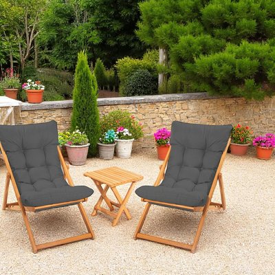 Salon jardin détente 2 places gris - bois et toile SORA PIER IMPORT
