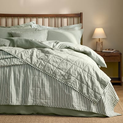 Hebden Quilted Stripe 100% Cotton Bedspread - 150x200cm YARD