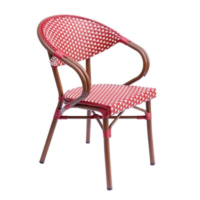 Fauteuil de terrasse bistrot parisien en aluminium et rotin, LEVALLOIS OVIALA