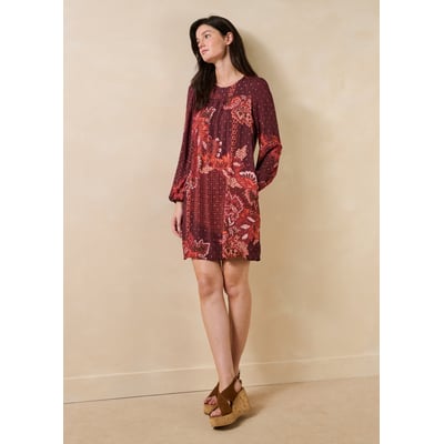 Robe manches longues encolure ronde à imprimé LA FEE MARABOUTEE