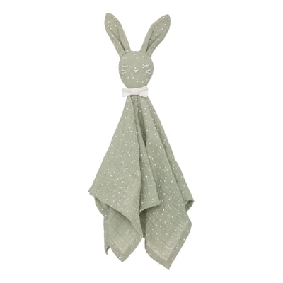 Doudou carré et brodé de petits pois ATMOSPHERA