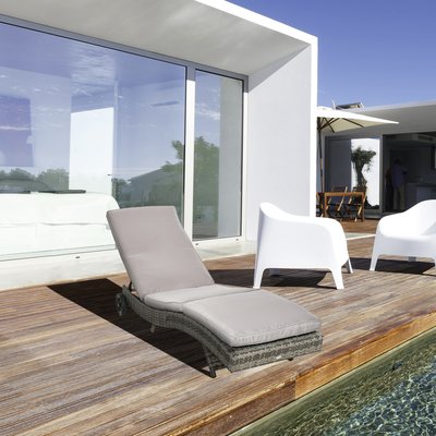 Bain de soleil inclinable 5 positions matelas résine tressée OUTSUNNY