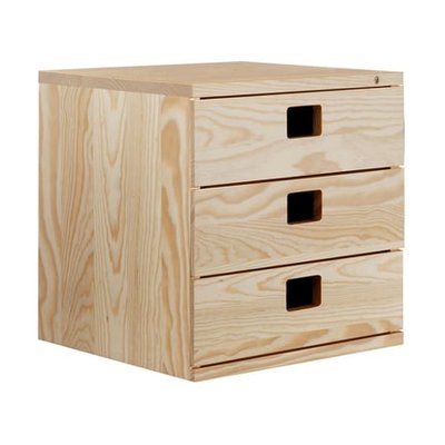 Bloc Rangement 3 Tiroirs Pin H36.2 Cm X L36,2 Cm X P33 Cm ASTIGARRAGA