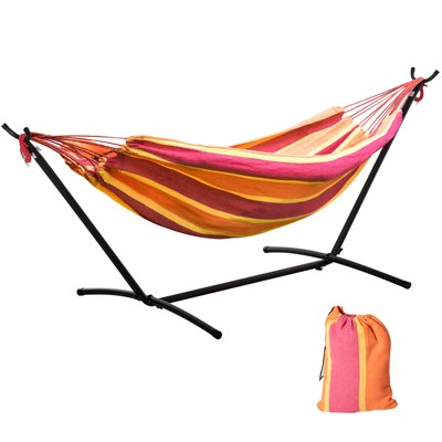 Hamac de jardin 1 place avec support et sac transport OUTSUNNY