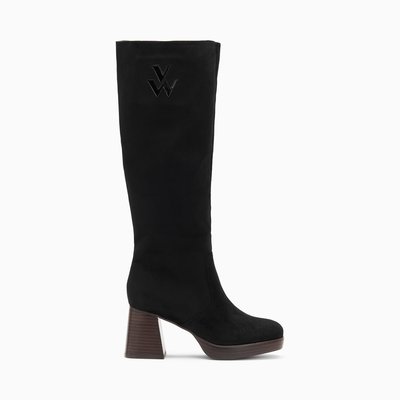Bottine noir talon bois top