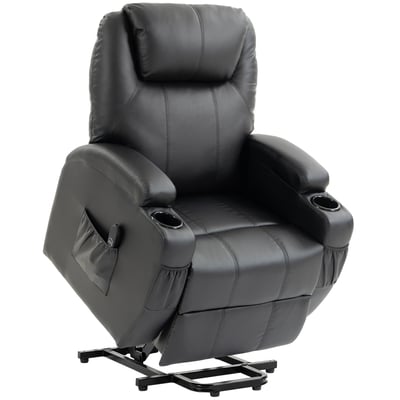 Fauteuil releveur électrique PU Noir HOMCOM