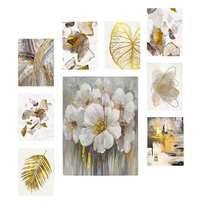Tableau 9 parties Flowers 70 x 70 cm HANAH HOME