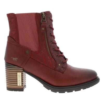 Bottines kaki à talon décroché haut avec un zip et des lacets ronds MUSTANG