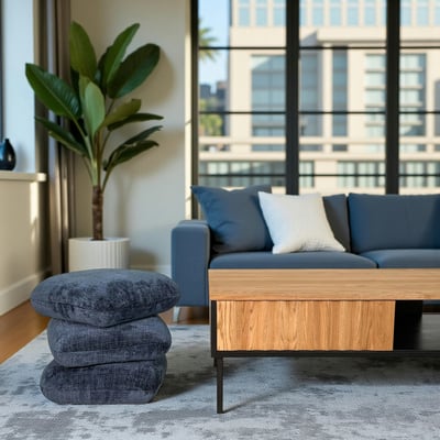 Pouf pivotant en tissu - aspect coussins empilés IENA PIER IMPORT