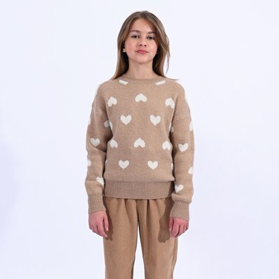 Pull col rond, motif coeurs MOLLY BRACKEN GIRL