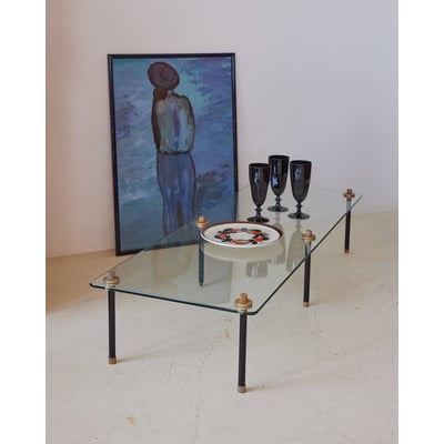 Table basse en verre vintage Donna N°1090 - Bon état DEBONGOUT