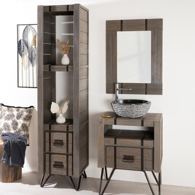 Colonne de en métal et bois rectangle 190 cm LOFT WANDA COLLECTION