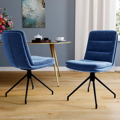 Chaise de salle à manger pivotante en velours bleu (lot de 2) PALERME PIER IMPORT
