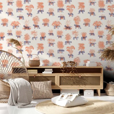 Papier peint tigre en toile de jouy HEXOA