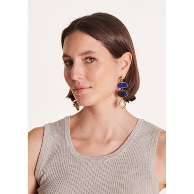 Boucles d'oreilles pendantes multicabochons LA FEE MARABOUTEE
