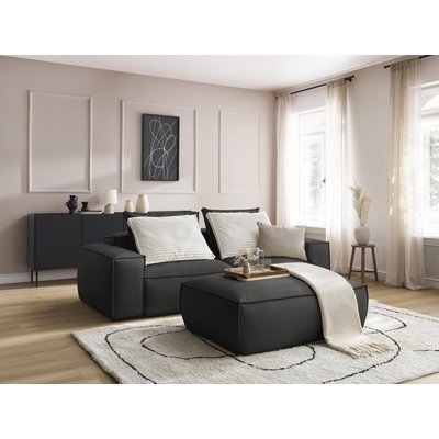 Canapé droit fixe 4 places en cuir végan avec pouf, BOHEME BOBOCHIC