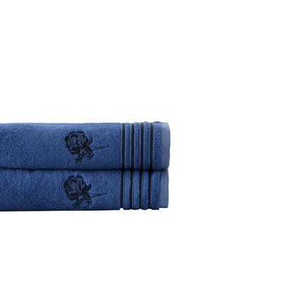 Drap de bain coton et viscose de bambou ROSABLUE CARRE BLANC