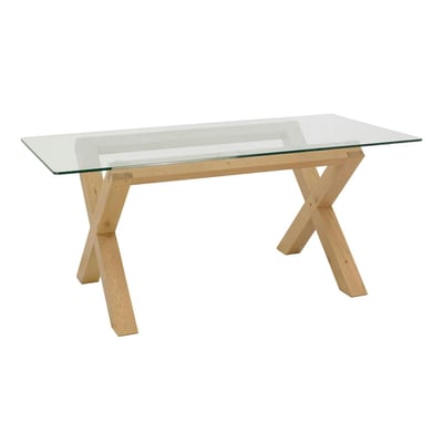 Table de salle à manger en bois plateau verre style contemporain ALTA PIER IMPORT