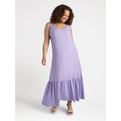 Robe longue sans manches en lin avec volant dans le bas en jersey de coton FIORELLA RUBINO