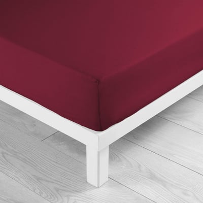 Drap housse coton 57 fil 180 x 200 cm Bourgogne EDEN