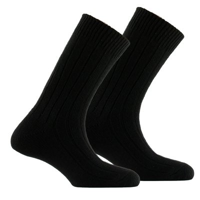 Lot de 2 paires de mi-chaussettes en laine à côtes KINDY