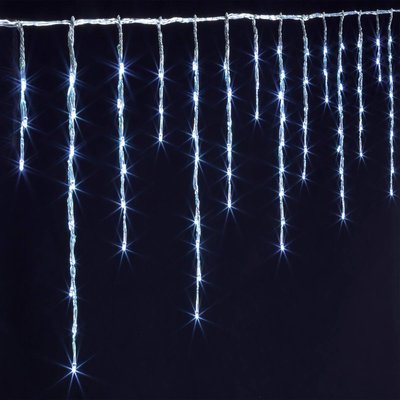 Rideaux stalactites extérieur 4m 240 LED blanc froid + transfo FEERIC LIGHTS & CHRISTMAS