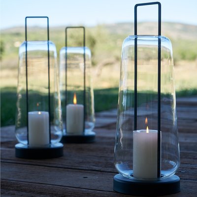 Yoroko H53cm Glass and Metal Lantern AM.PM