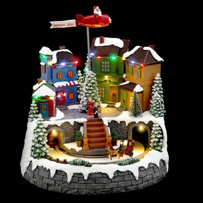 Village de Noël père noel avion animé 23 LED + transfo FEERIC LIGHTS & CHRISTMAS