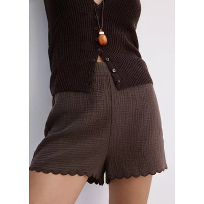 Short coton détails festonnés MANGO