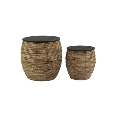 Poufs coffres en abaca et bois (lot de 2) AUBRY GASPARD