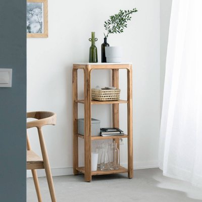 Etagère carrée en bois d'acacia et marbre  EMYR MADE IN MEUBLES 