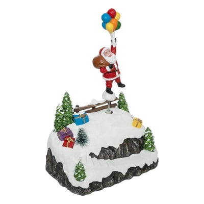 Village lumineux Père Noël et ballons 6 LED H22,5 cm à mouvement FEERIC LIGHTS & CHRISTMAS