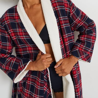 Peignoir à carreaux en flanelle intérieur sherpa MONOPRIX