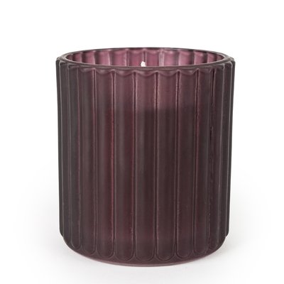 Frosted Plum Ridged Glass Candle SO'HOME
