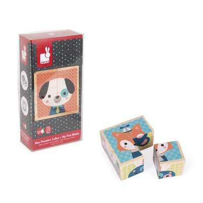 Lot de 4 cubes en bois Portraits de la forêt JANOD