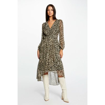 Robe midi portefeuille imprimé léopard MORGAN