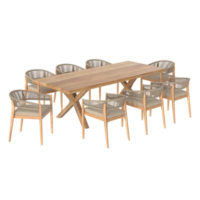 Table et chaises de jardin 8-10 personnes en teck massif - IZÏA RENDEZ-VOUS DÉCO