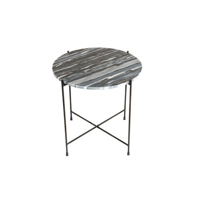 Table basse ronde en marbre et pieds en métal noir D50 - MELBA HELLIN, DEPUIS 1862