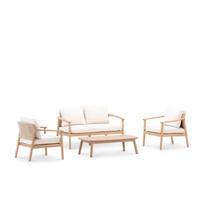 Salon de jardin 4 places, bois, BERNA DEFORA HOME