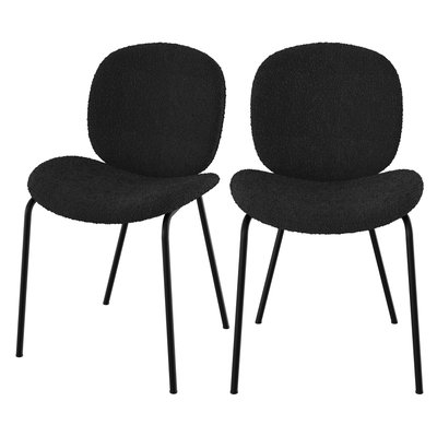 Lot de 2 chaises en tissu bouclé et pieds en métal - IRIS RENDEZ-VOUS DÉCO