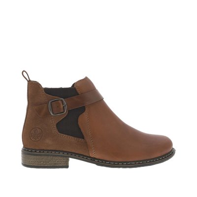 Boots brunes en cuir avec talon plat RIEKER