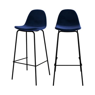 Lot de 2 chaises de bar en velours - HENRIK RENDEZ-VOUS DÉCO