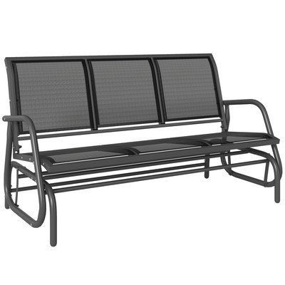 Fauteuil à bascule d'extérieur Acier Noir OUTSUNNY