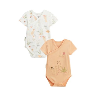Lot de 2 bodies bébé manches courtes ouverture croisée Sierra PETIT BEGUIN