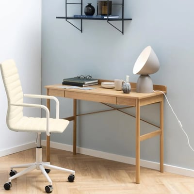 Bureau scandinave en bois naturel avec tiroir L110 - PACO HELLIN, DEPUIS 1862